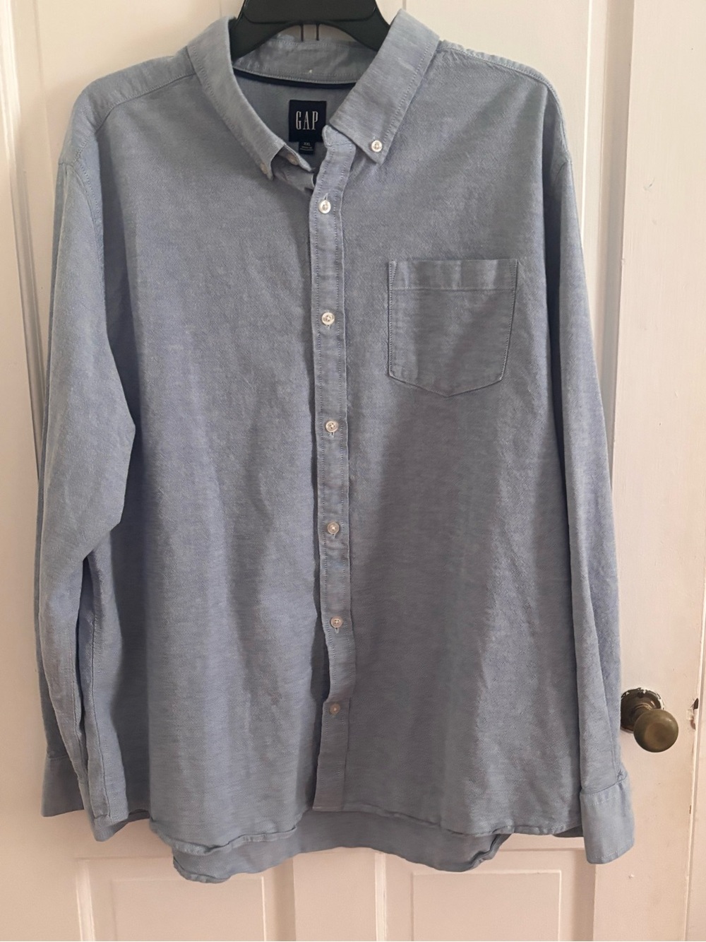 Gap Men’s XXL Blue Oxford Button Down Shirt Cotton Stretch Long Sleeve Pocket